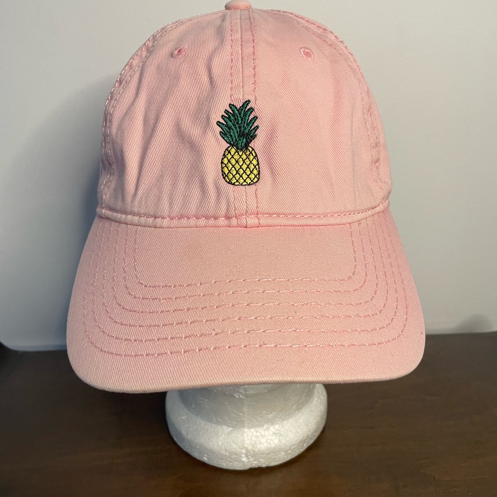 Riot Society Pink Hat with Yellow Green Pineapple. One size. Adjustable Cap.